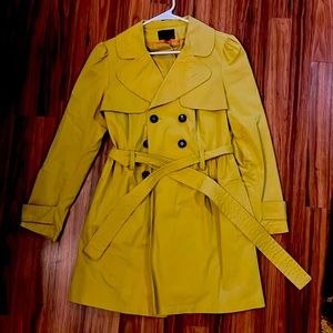 Cynthia Rowley mustard yellow trench-coat.